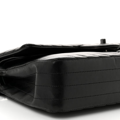 Chanel Lambskin Chevron Quilted Medium Double Flap So Black 9 of 11