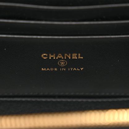 Chanel Lambskin Enamel Quilted Small Coco Hearts Vanity Case With Chain Black 6 of 11