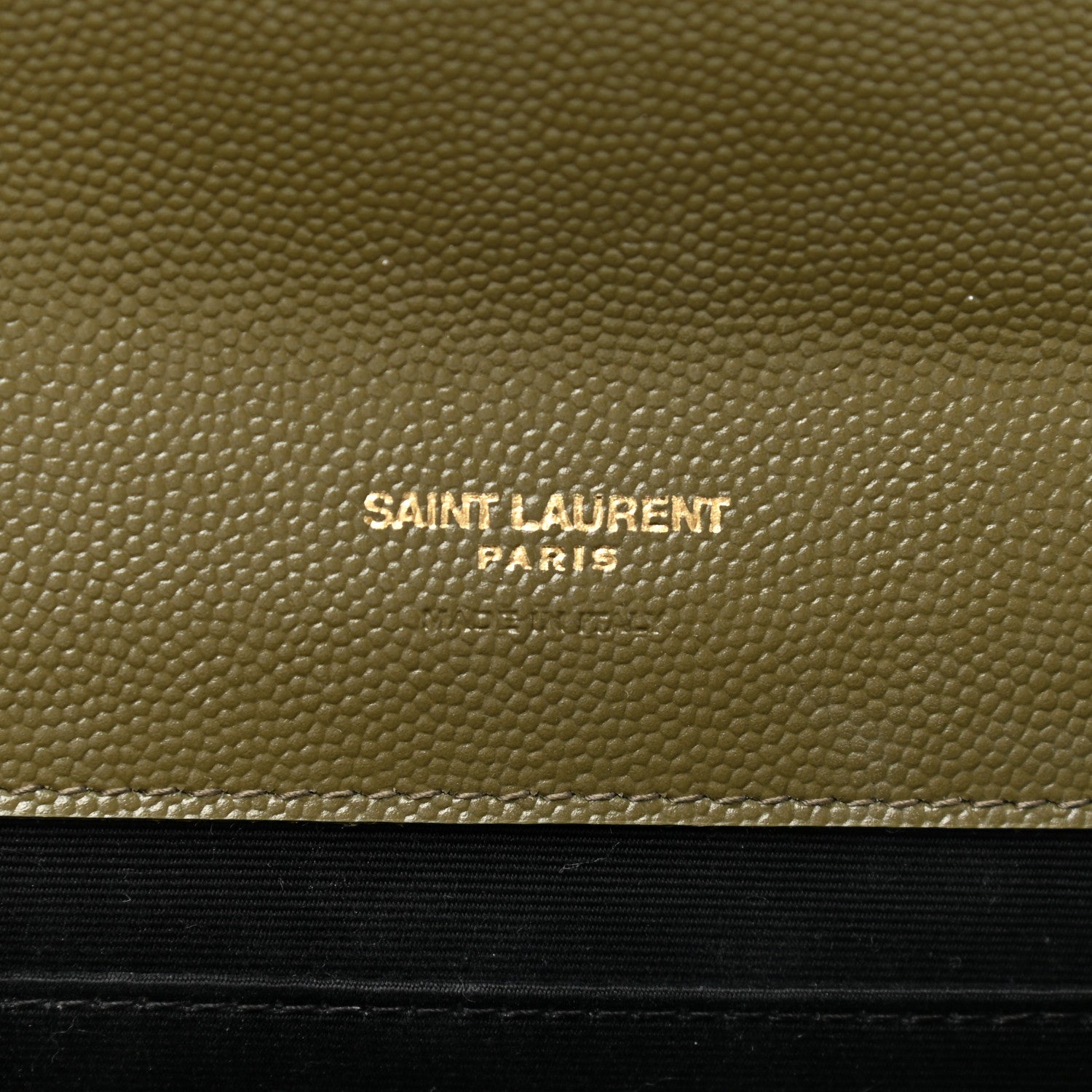 Saint Laurent Grain De Poudre Textured Mixed Matelasse Triquilt Monogram Clutch Vert Kaki 6 of 9