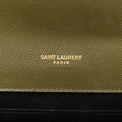 Saint Laurent Grain De Poudre Textured Mixed Matelasse Triquilt Monogram Clutch Vert Kaki 6 of 9