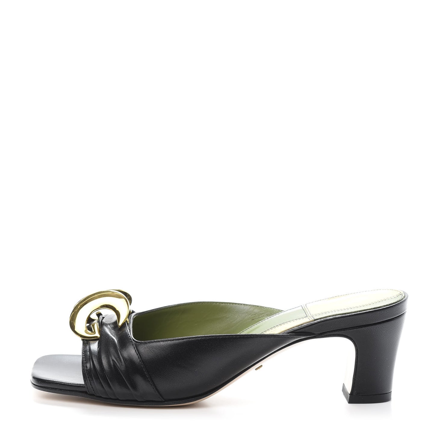 Malaga Kid Half Moon GG Square Toe Slide Sandals 37 Black