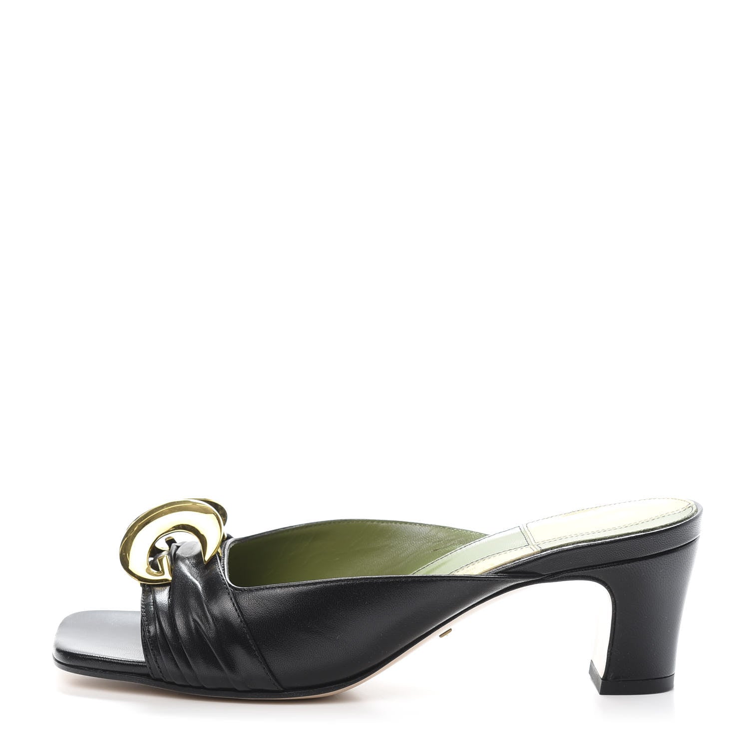 Gucci Malaga Kid Half Moon GG Square Toe Slide Sandals 37 Black 1 of 10