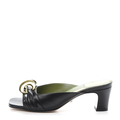 Gucci Malaga Kid Half Moon GG Square Toe Slide Sandals 37 Black 1 of 10