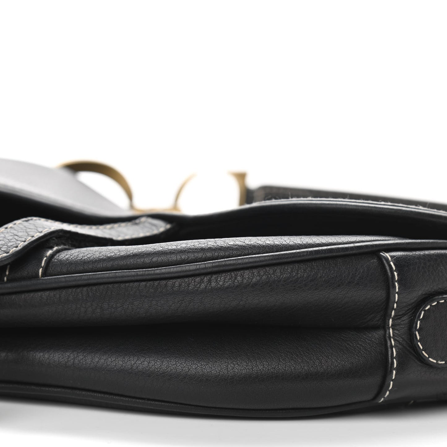 Grained Calfskin Saddle Bag Black