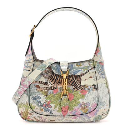 Gucci New Shangai Calfskin Tiger Savanah Small Jackie 1961 Hobo Chalky White Multicolor 1 of 10