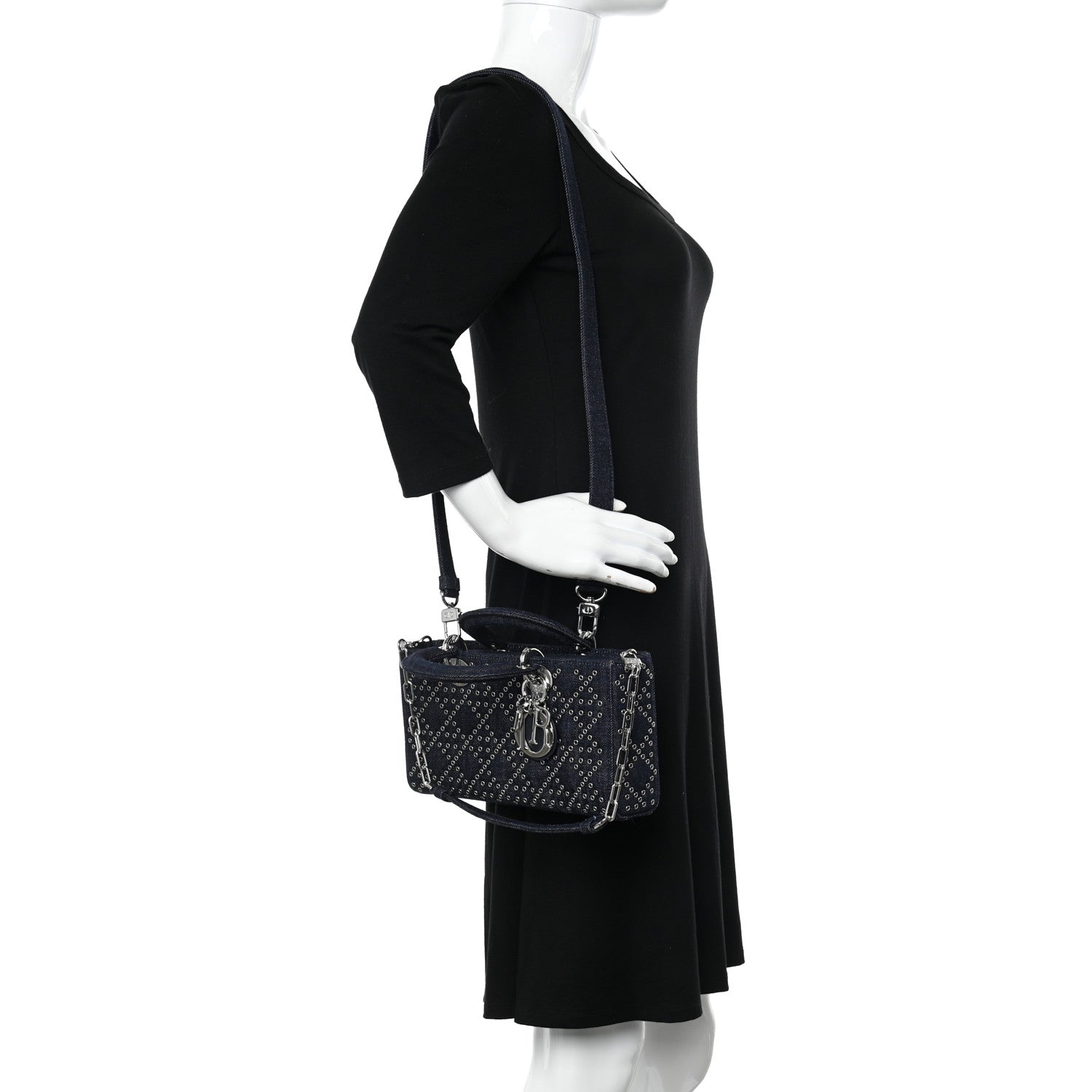 Christian Dior Denim Eyelet Lady D-Joy Blue 2 of 9