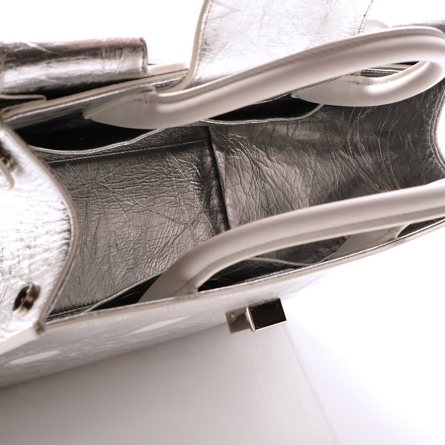 Metallic Calfskin Medium Diorever Flap Silver