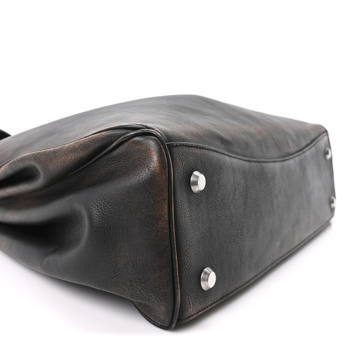Used Calfskin Large Rodeo Top Handle Handbag Brown