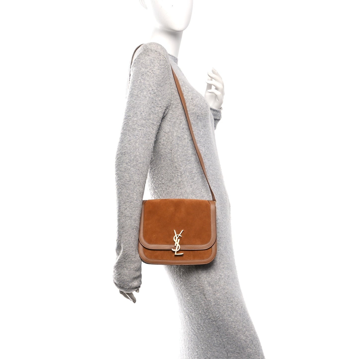 Suede Smooth Calfskin Monogram Medium Solferino Soft Satchel Cinnamon