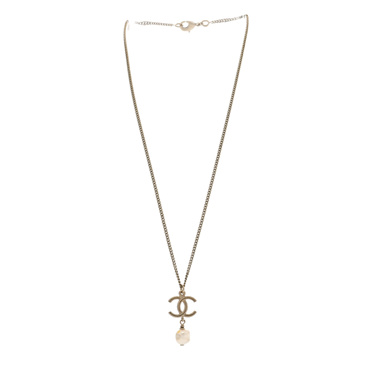 Chanel Crystal Twisted CC Drop Necklace Gold 3 of 6