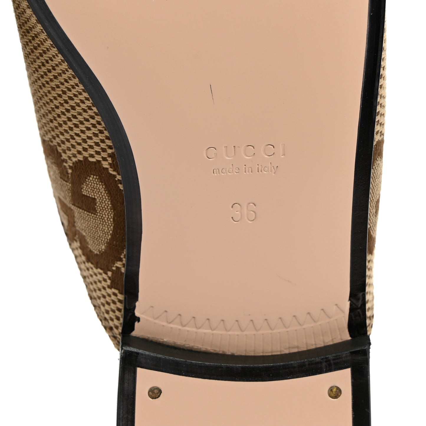 Monogram Jumbo GG Malaga Kid Womens Princetown Slippers 36 Camel Ebony New Acero Beige
