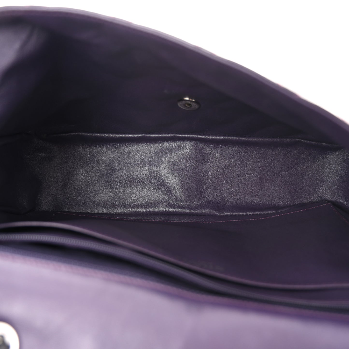 Patent Quilted Jumbo Single Flap Dark Purple