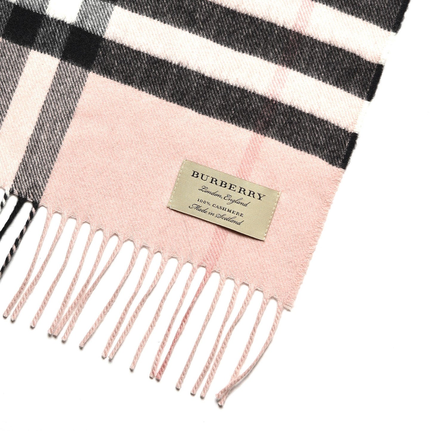 Cashmere Giant Heritage Check Fringe Scarf Ash Rose