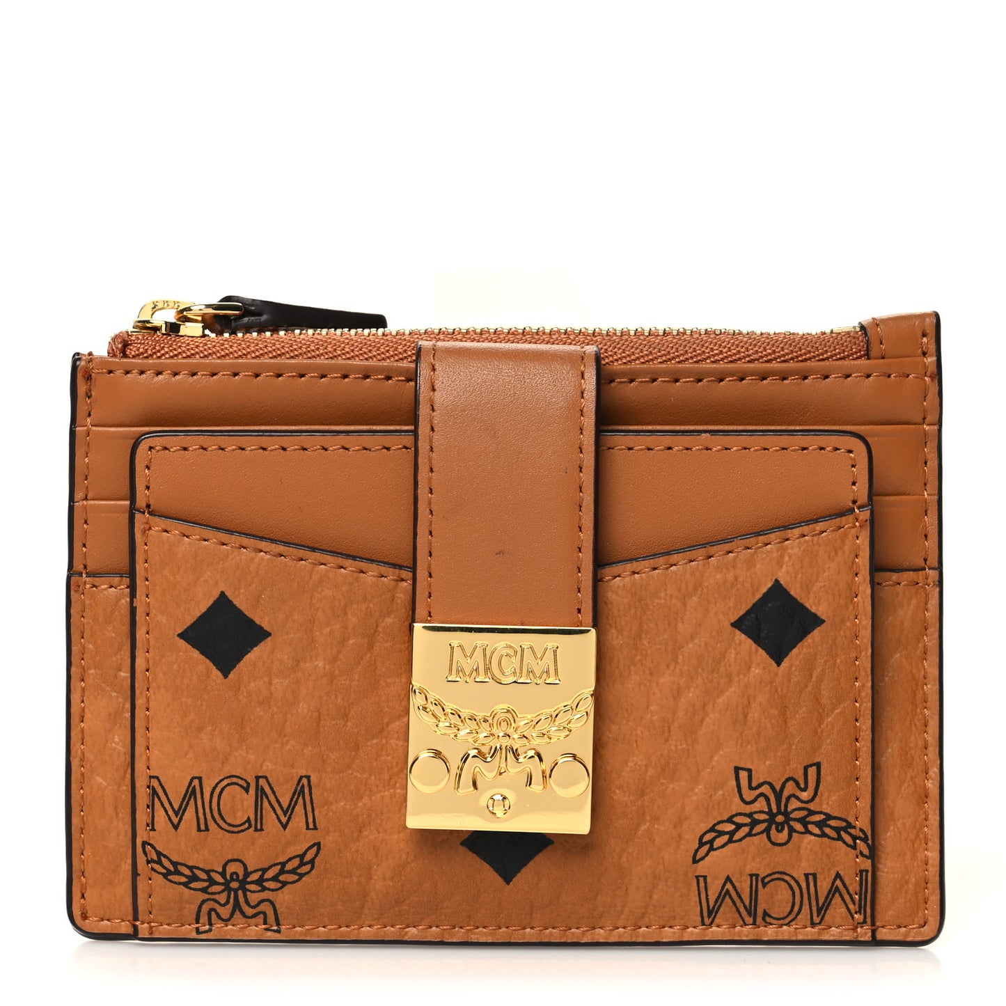 Calfskin Visetos Patricia Mini Card Holder Cognac