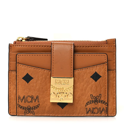 MCM Calfskin Visetos Patricia Mini Card Holder Cognac 1 of 9