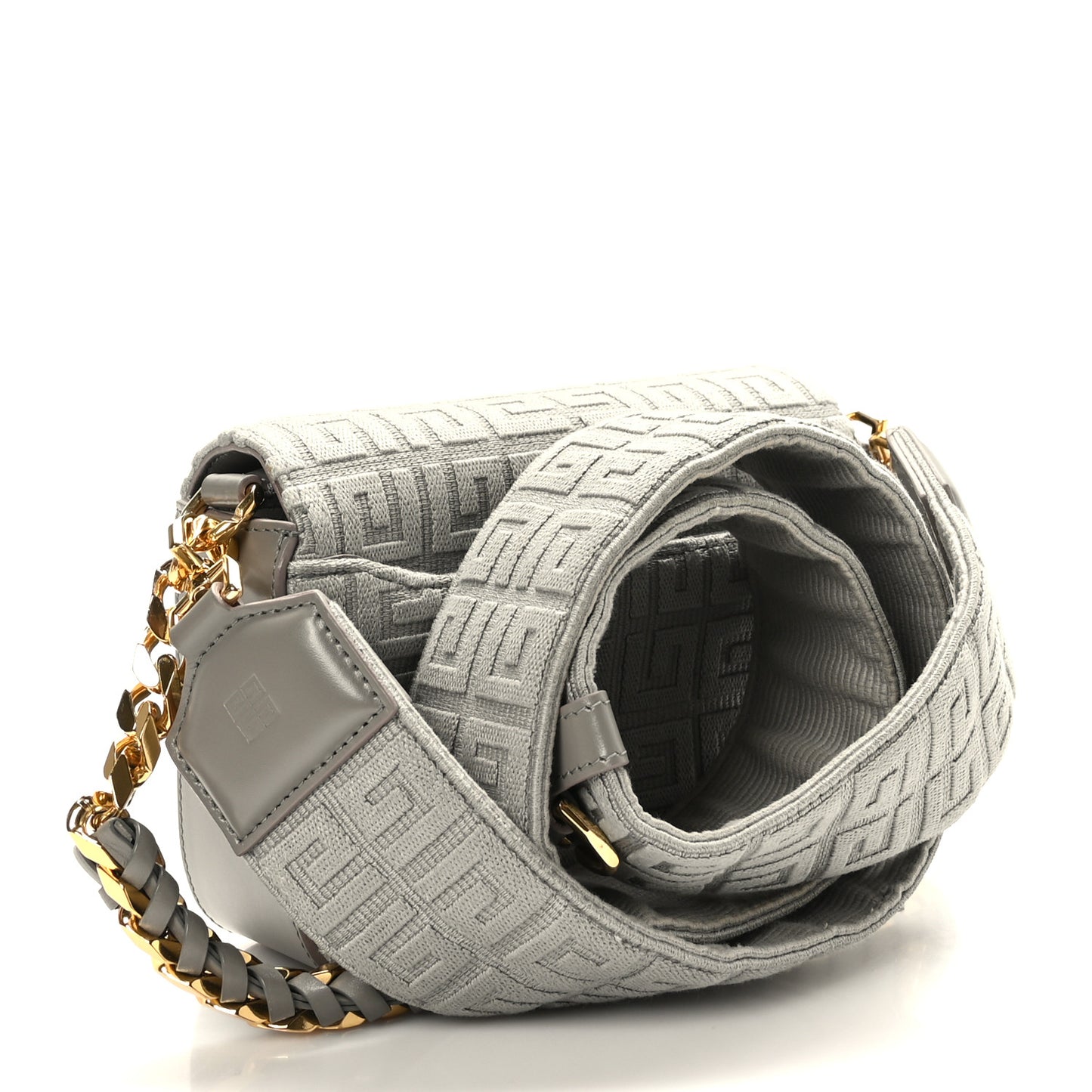 Canvas Embroidered Small 4G Woven Chain Crossbody Stone Gray