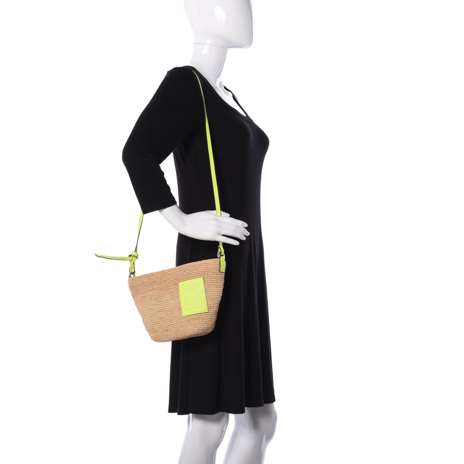 Loewe Raffia Crossbody Bag Natural Neon Yellow 2 of 11