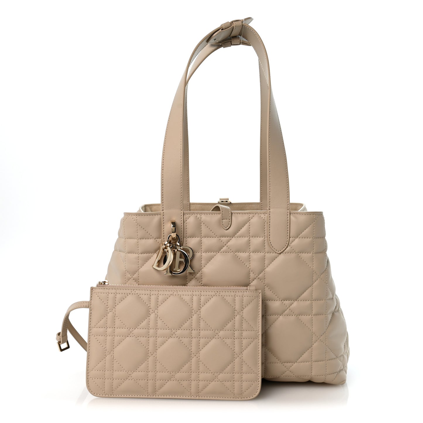 Calfskin Macrocannage Medium Toujour Powder Beige