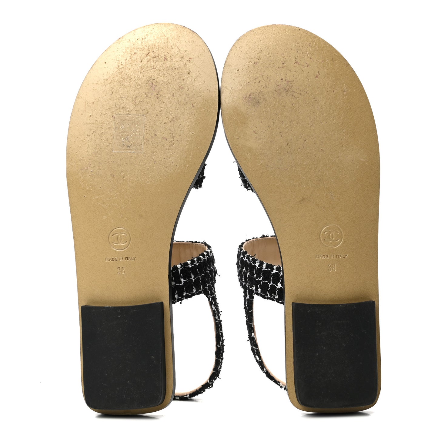 Tweed CC Sandals 38 Black White