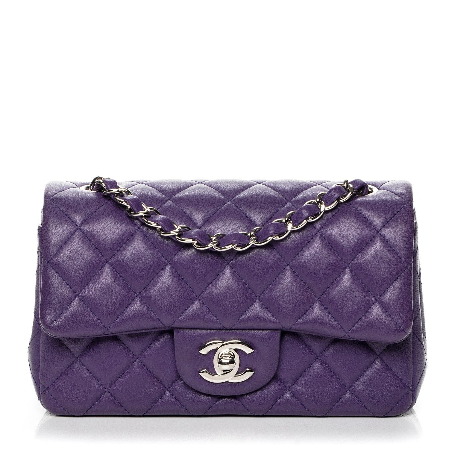 Chanel Lambskin Quilted Mini Rectangular Flap Purple 1 of 7