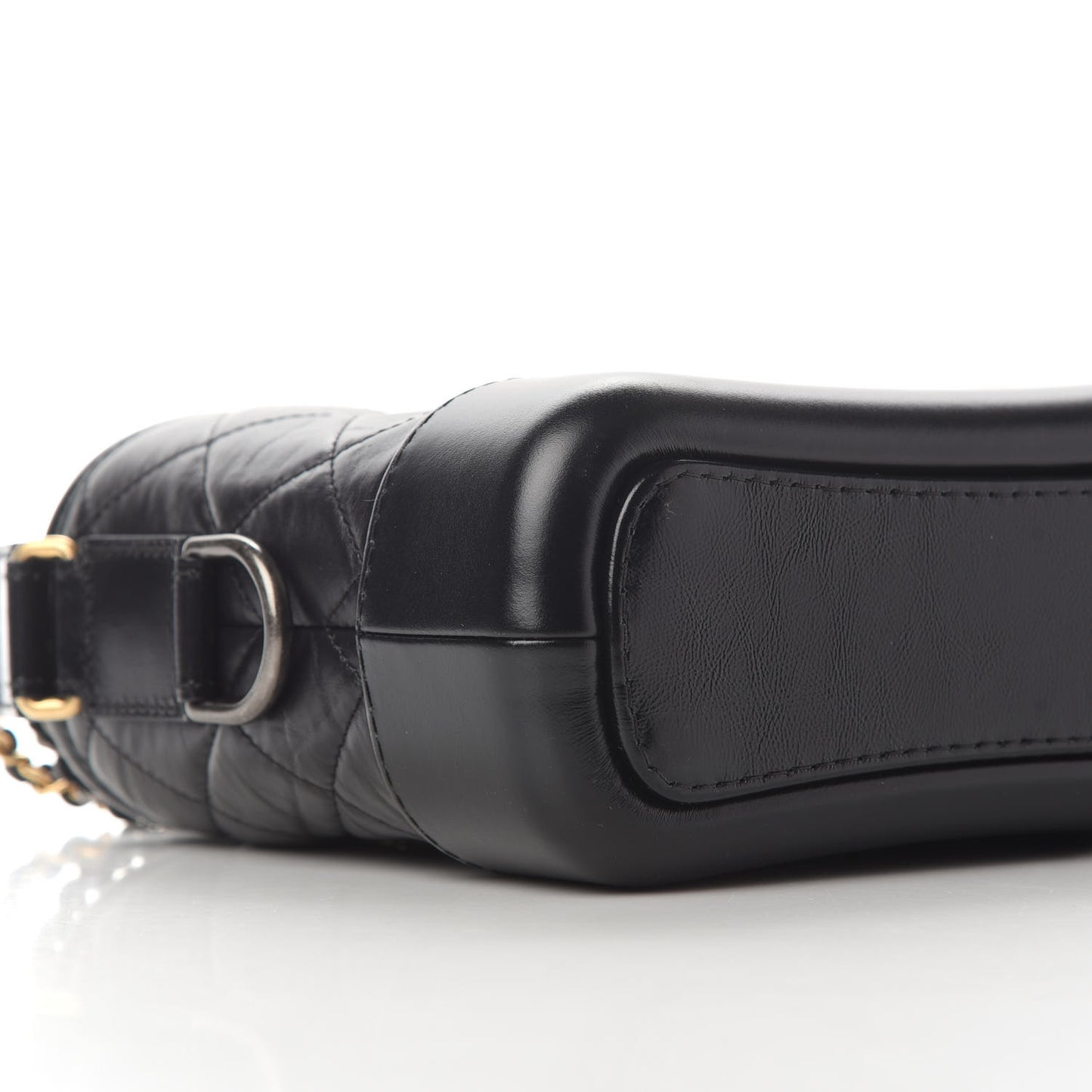 Aged Calfskin Quilted Small Gabrielle Hobo Black