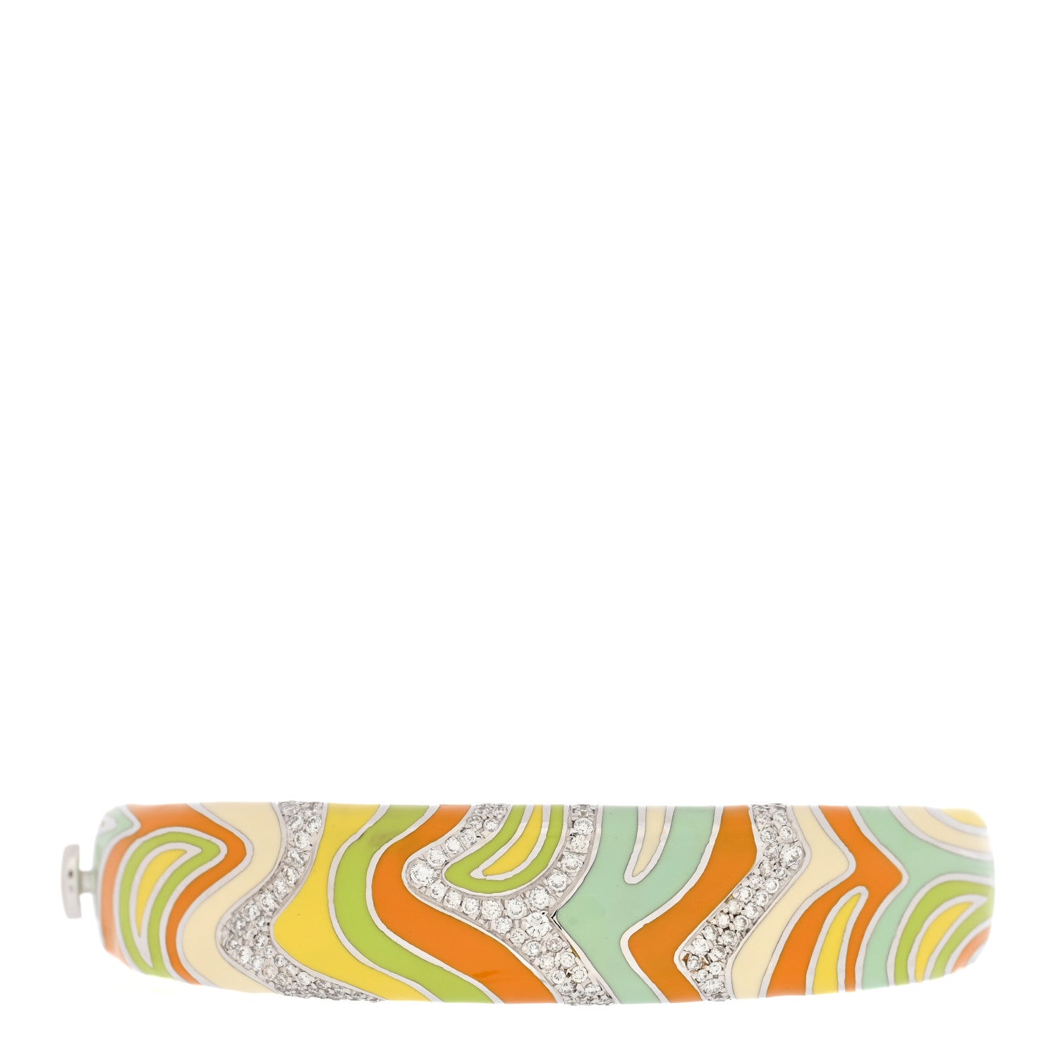 Roberto Coin 18K White Gold Diamond Enamel Bangle Bracelet Multicolor 1 of 4