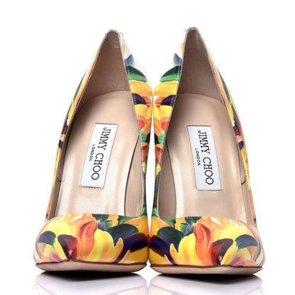 Jimmy Choo Calfskin Feather Printed Anouk Pumps 37.5 Multicolor 2 of 6