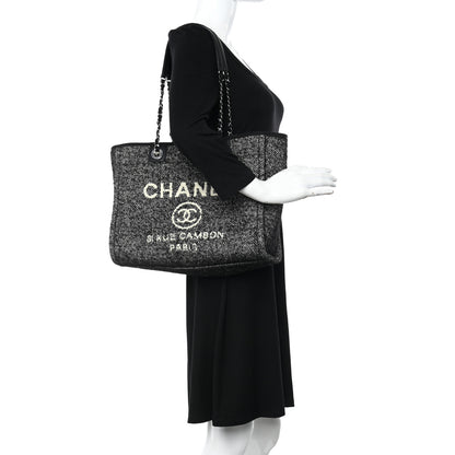 Chanel Mixed Fibers Calfskin Small Deauville Tote Black 2 of 10