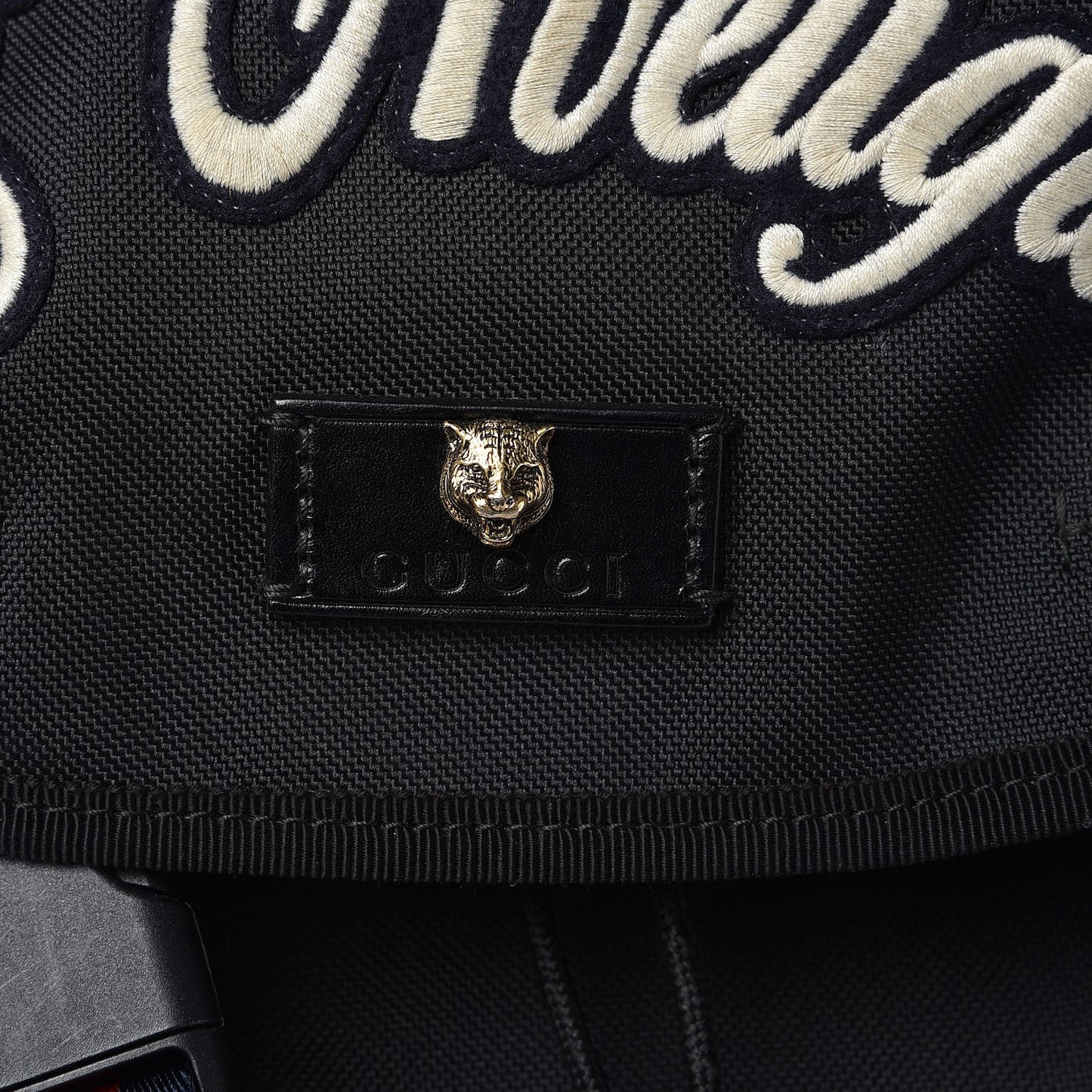Techno Canvas Web L'Aveugle Par Amour Embroidered Double Buckle Backpack Black