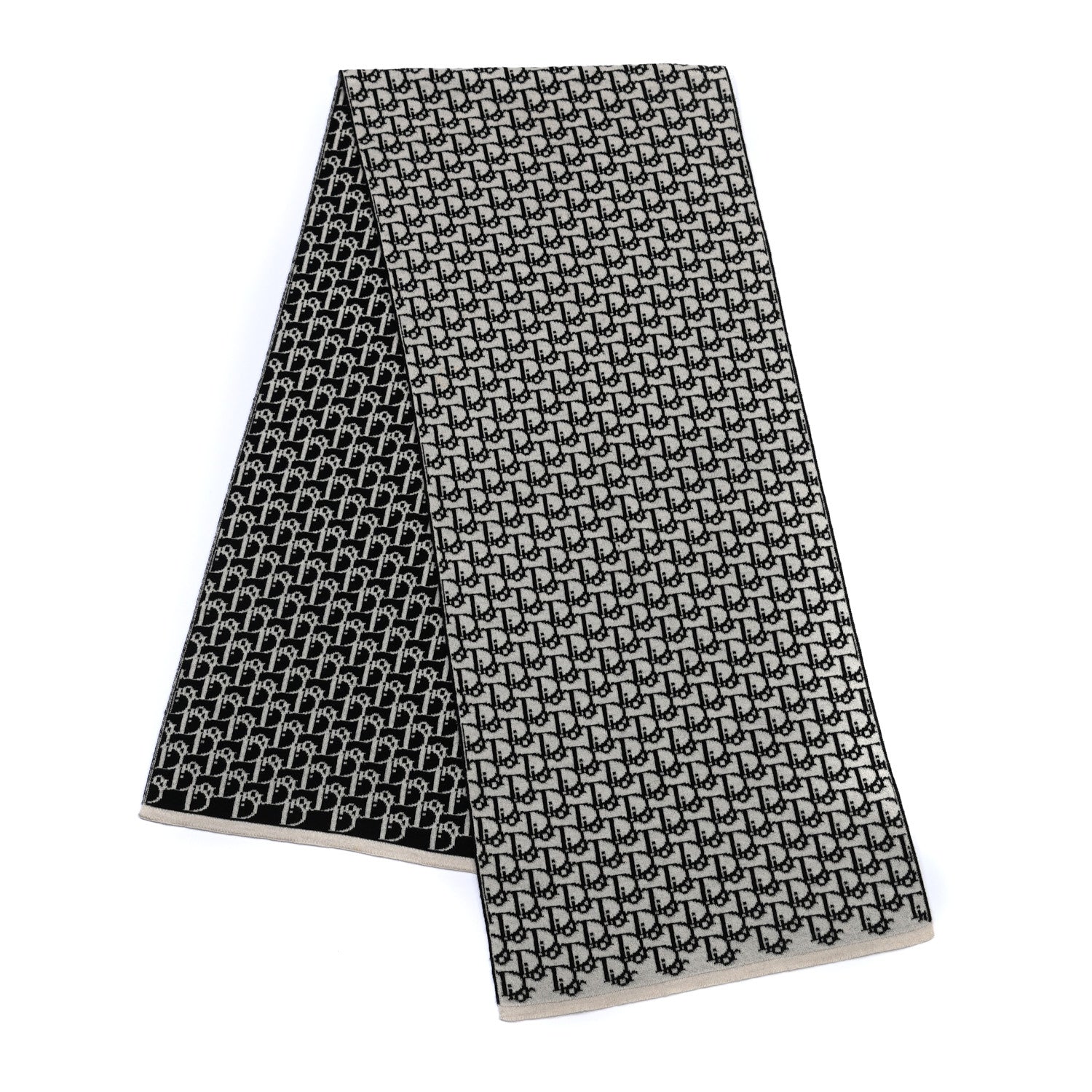 Christian Dior Wool Diorissimo Scarf Black White 2 of 4