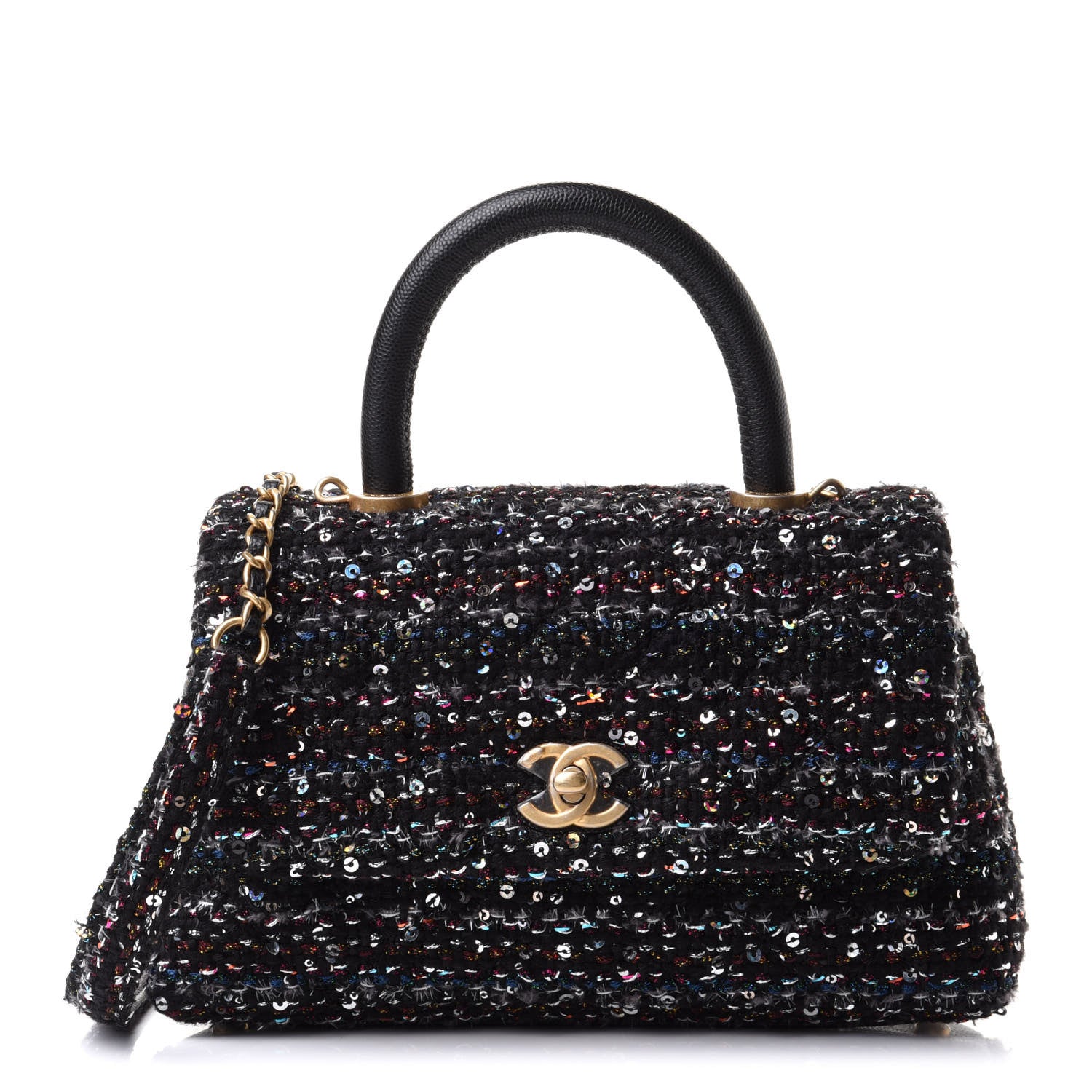 Chanel Tweed Sequin Mini Coco Handle Flap Black 1 of 9