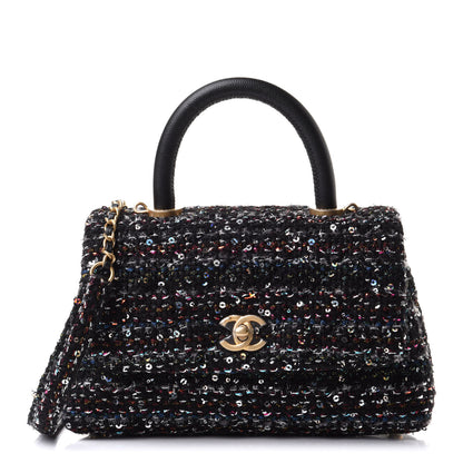 Chanel Tweed Sequin Mini Coco Handle Flap Black 1 of 9