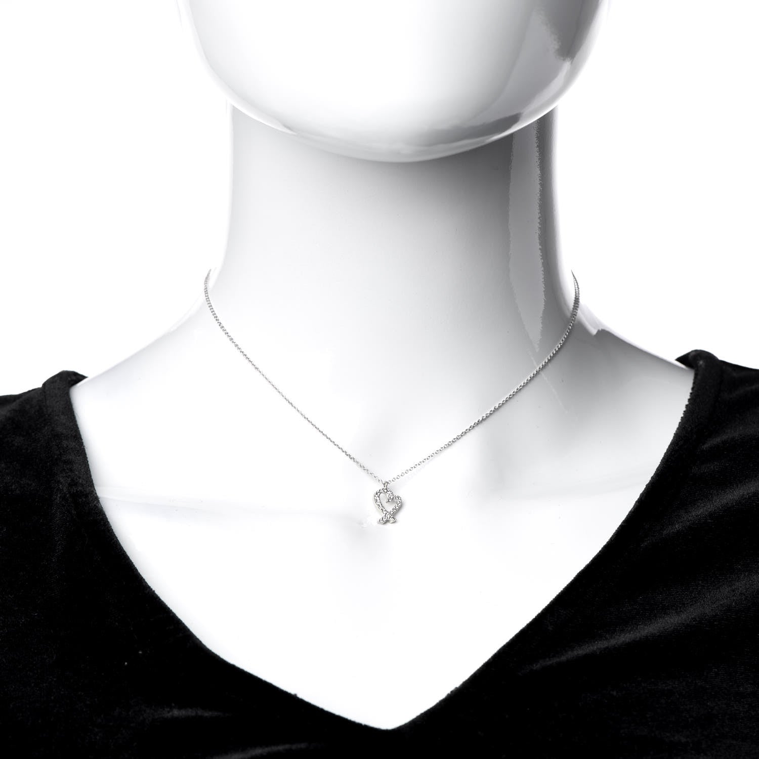 Tiffany 18K White Gold Diamond Mini Paloma Picasso Loving Heart Pendant Necklace 2 of 5