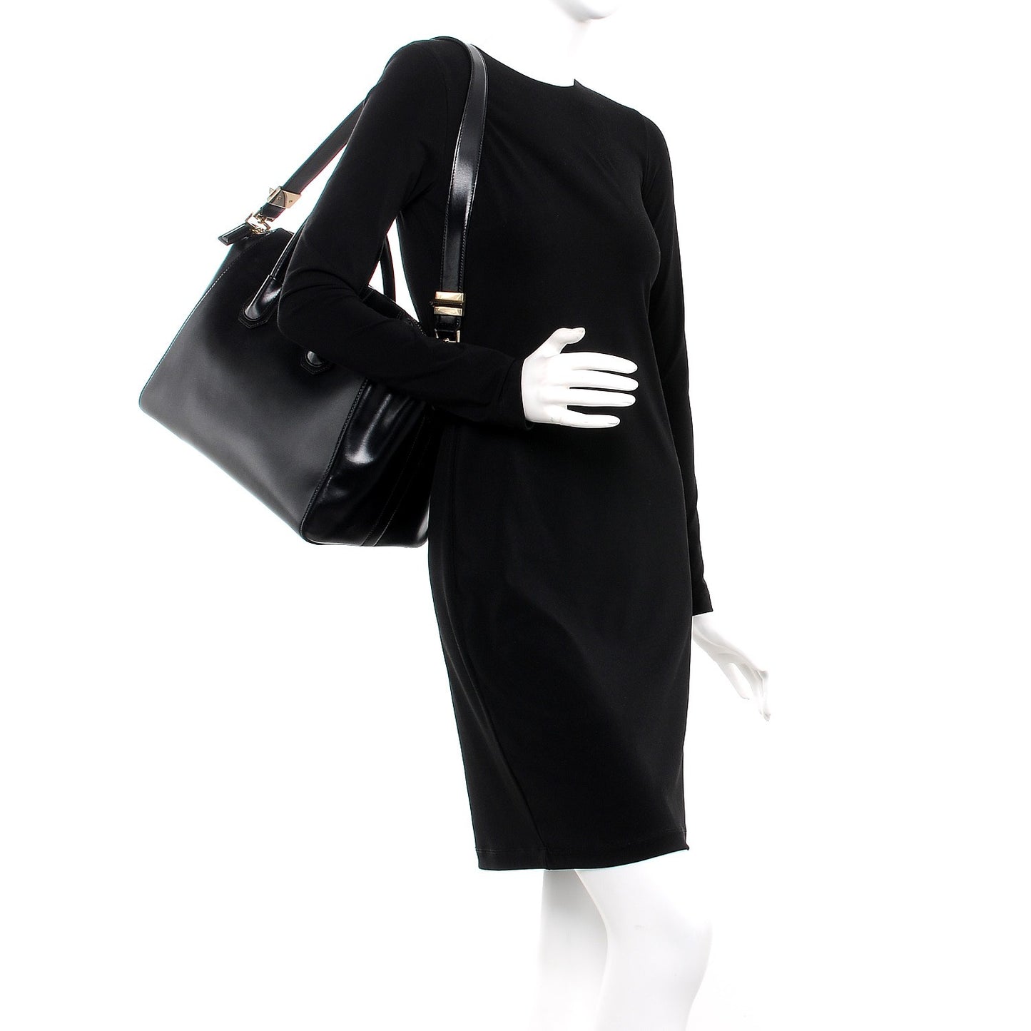 Shiny Lord Calfskin Medium Antigona Black