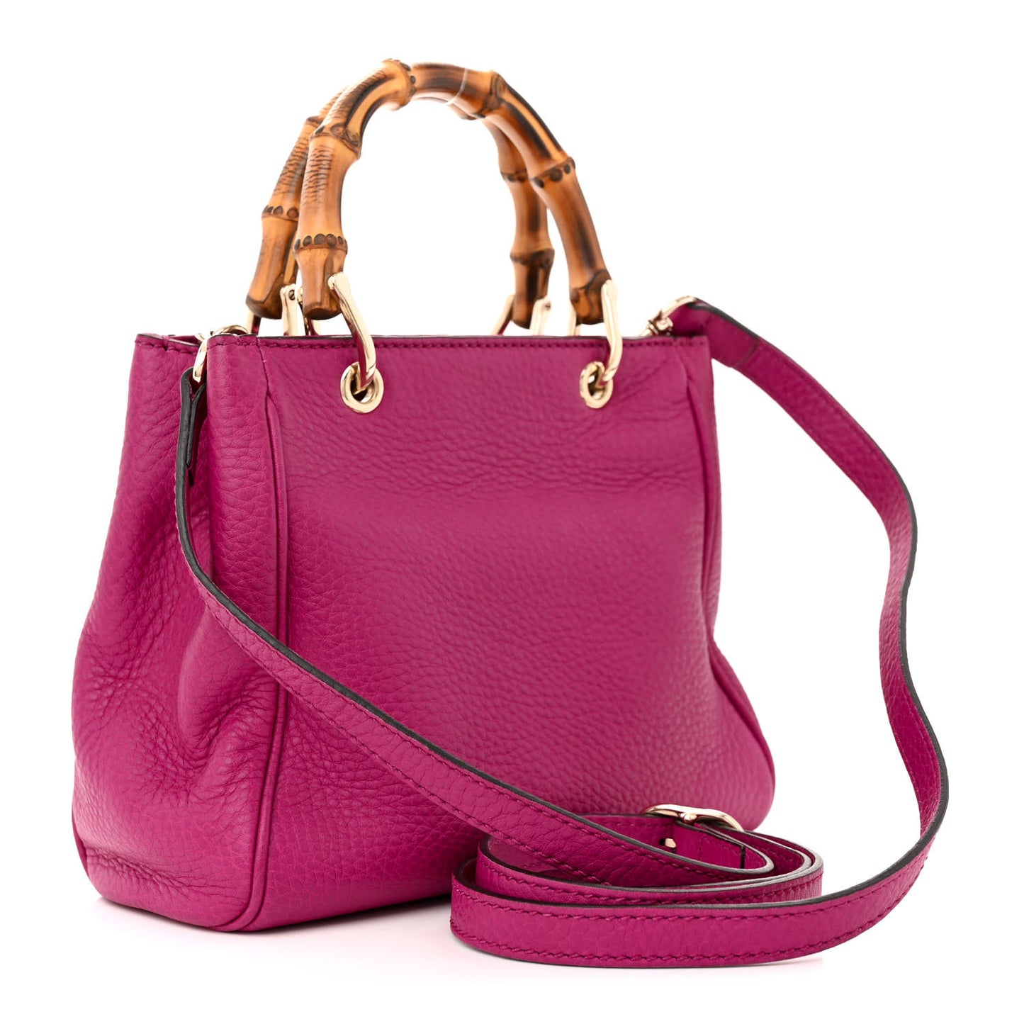Calfskin Mini Bamboo Shopper Tote Bright Bougainvillea