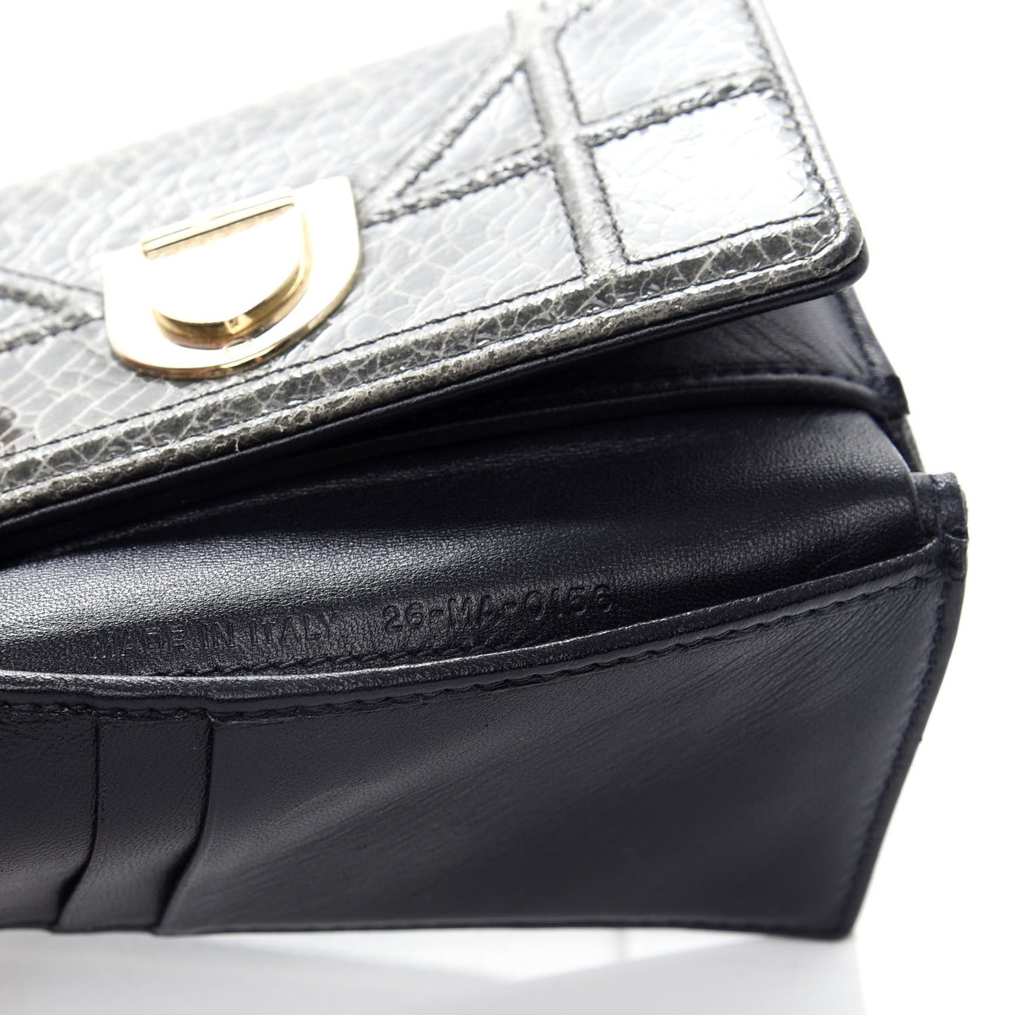 Ceramic Effect Deerskin Cannage Diorama Elancee Wallet Dark Grey