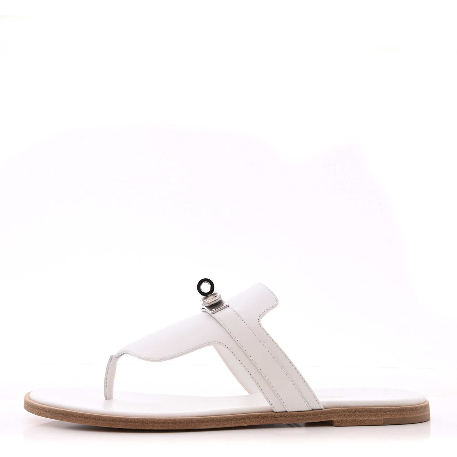 Hermes Calfskin Womens Elixir Sandals 38 White 1 of 8