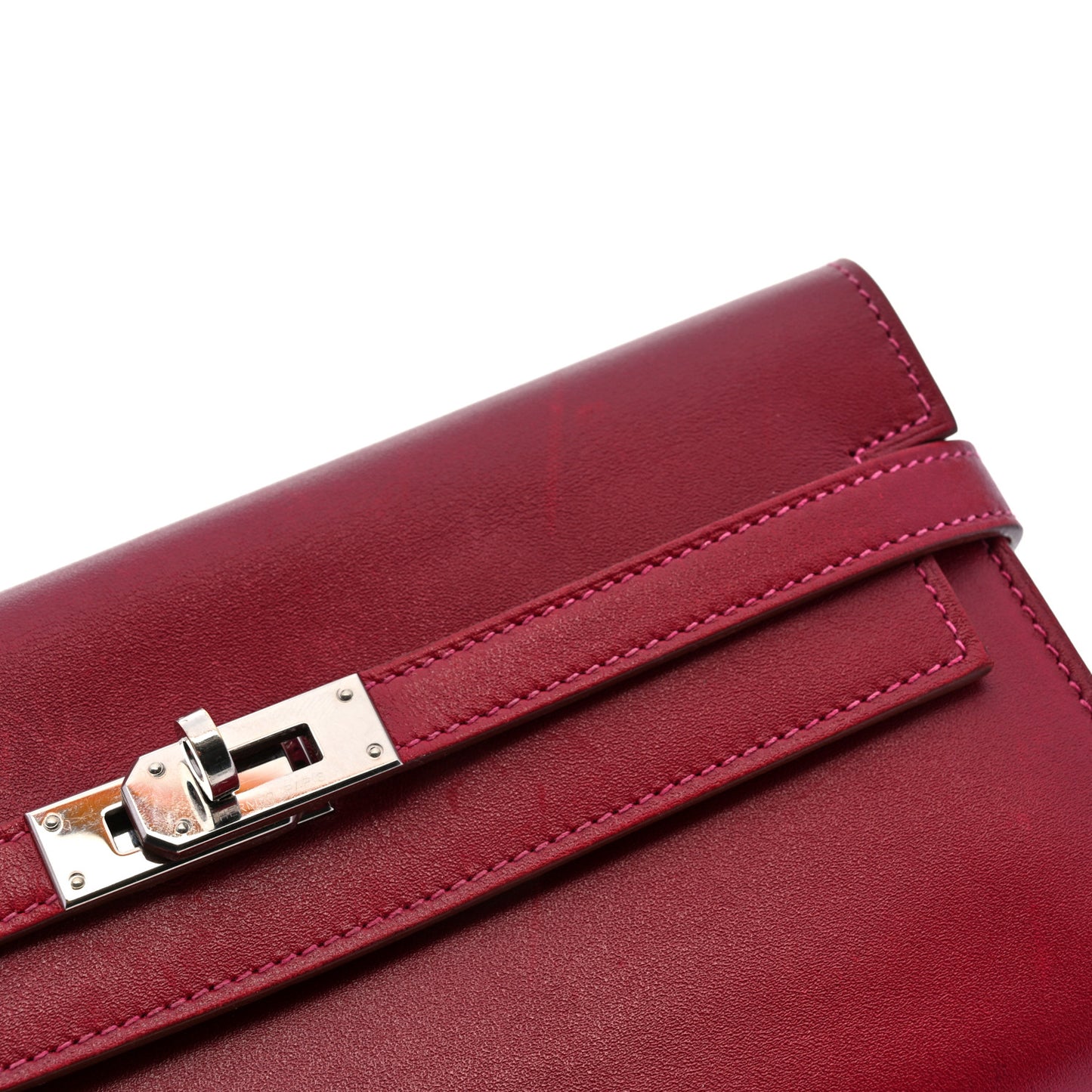Tadelakt Verso Kelly Longue Wallet Rubis Rose Shocking