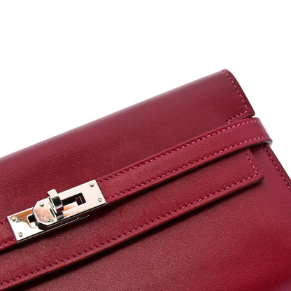 Hermes Tadelakt Verso Kelly Longue Wallet Rubis Rose Shocking 10 of 11