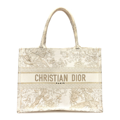 Christian Dior Canvas Embroidered Jardin D'Hiver Medium Book Tote Gold 1 of 11
