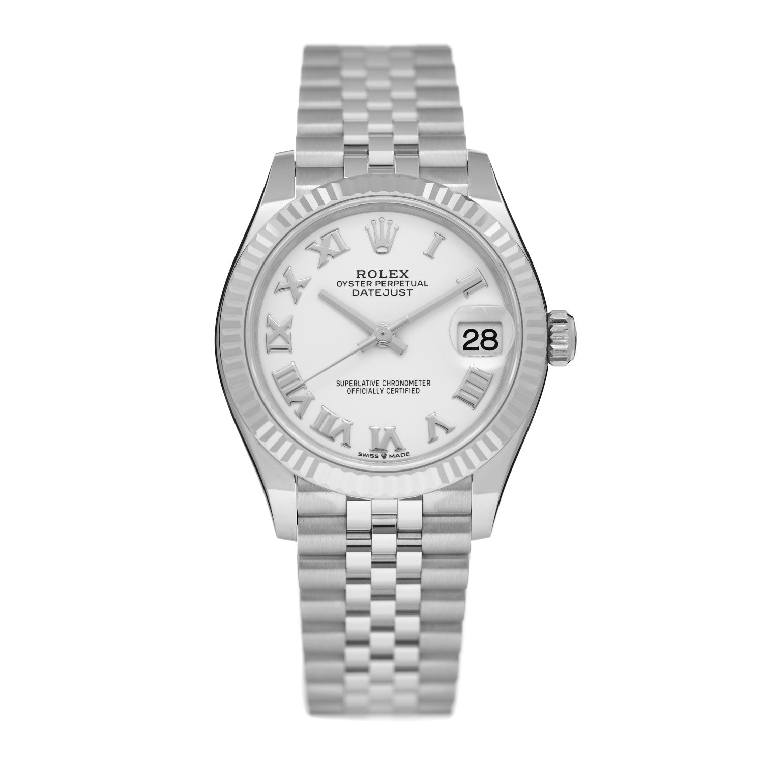 Rolex Stainless Steel 18K White Gold 31mm Oyster Perpetual Datejust Watch White Roman 278274 1 of 5