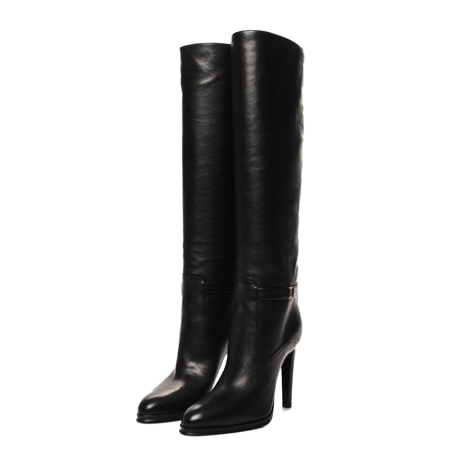 Saint Laurent Grained Calfskin Diane 100 Boots 37.5 Black 3 of 8