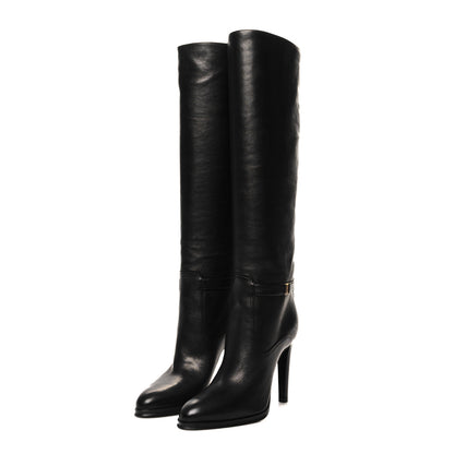 Saint Laurent Grained Calfskin Diane 100 Boots 37.5 Black 3 of 8