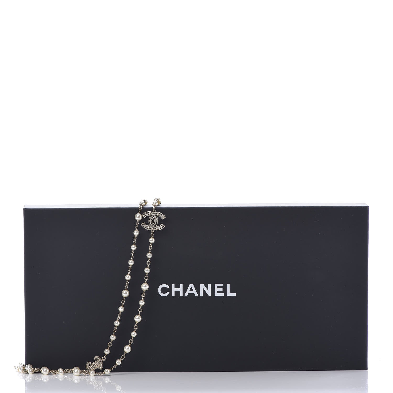 Chanel Crystal Baguette Pearl CC Cross Necklace Gold 6 of 6