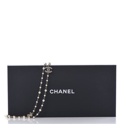 Chanel Crystal Baguette Pearl CC Cross Necklace Gold 6 of 6