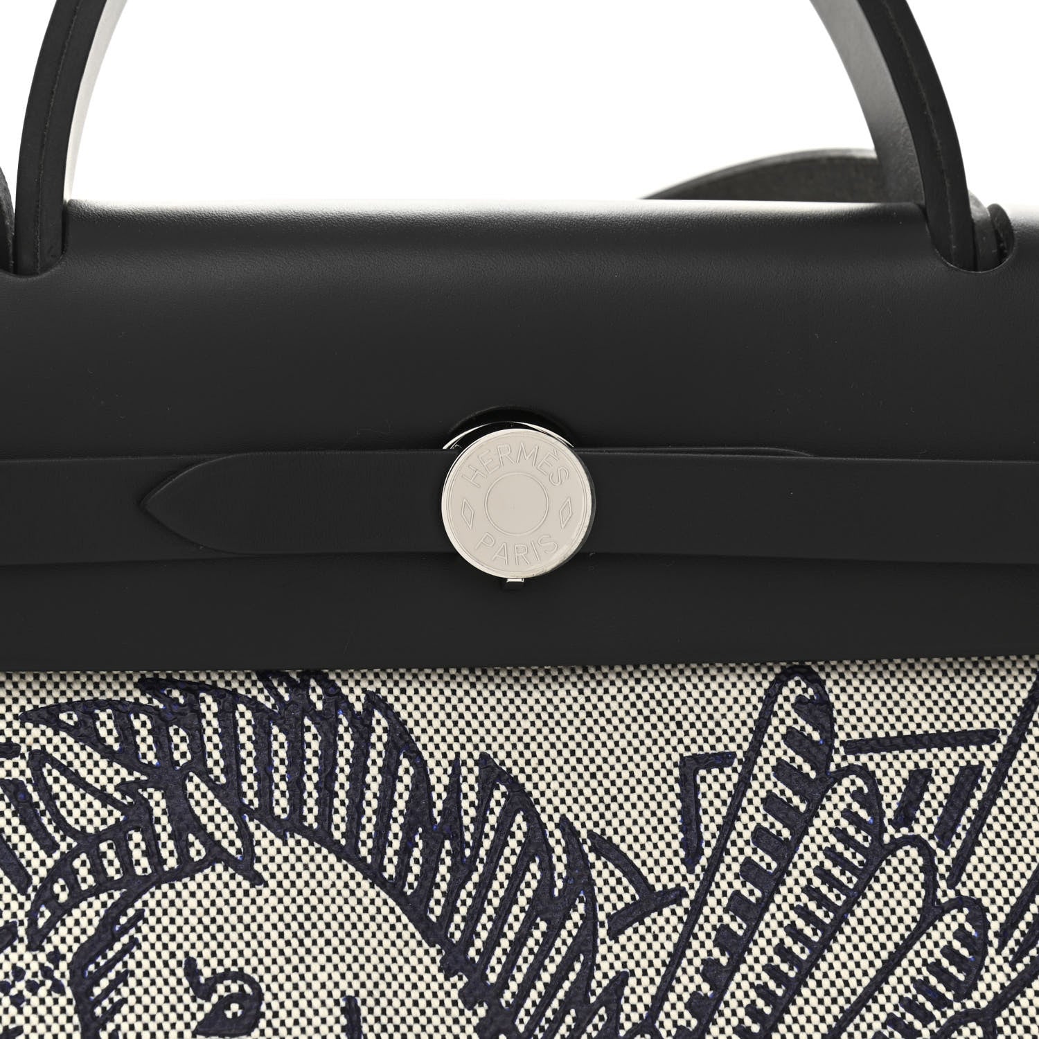 Hermes Vache Hunter Toile H Pegase Pop Herbag Zip Retourne 31 PM Bleu Indigo Ecru Black 9 of 12