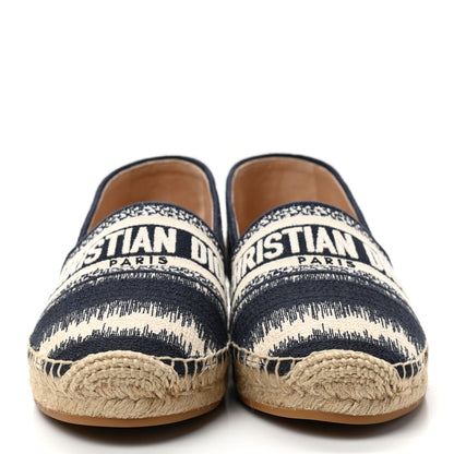 Christian Dior Cotton D-Stripes Embroidered Granville 15mm Espadrilles 38.5 Deep Blue 2 of 8