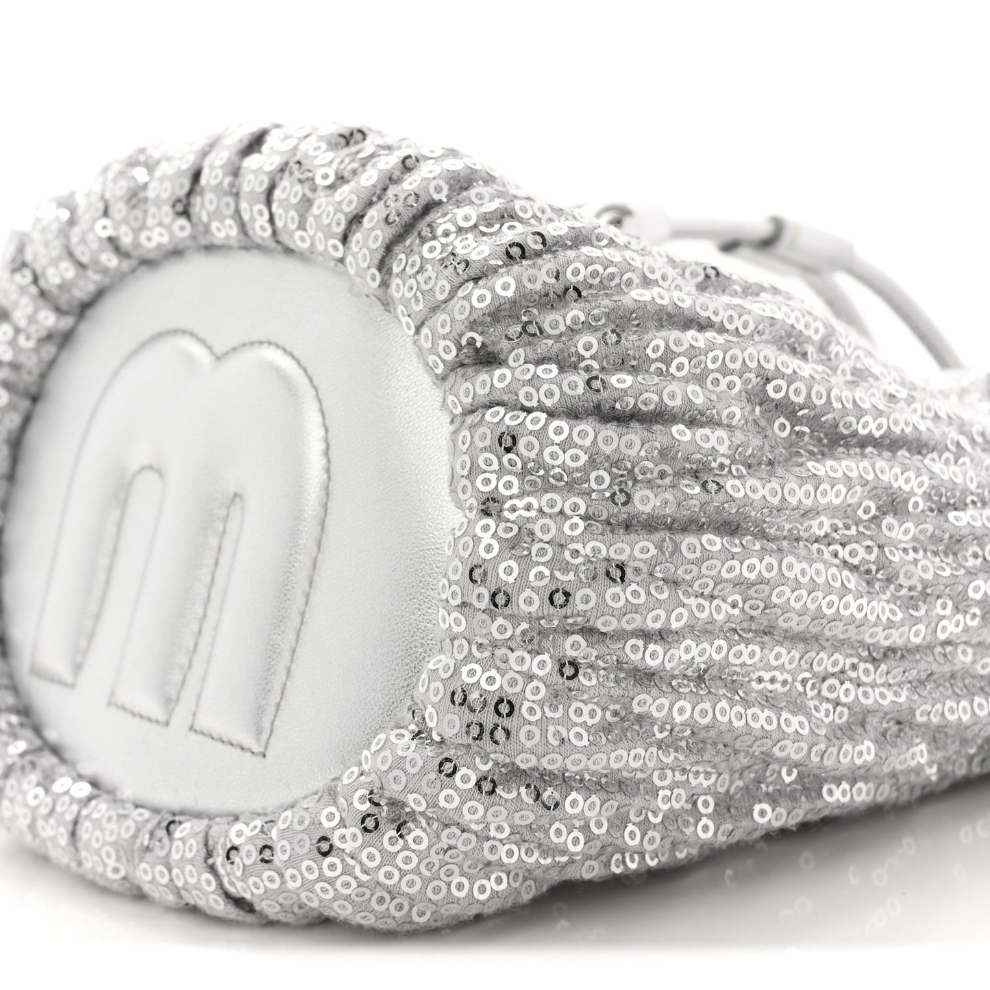 Paillettes Mate Bucket Bag Argento