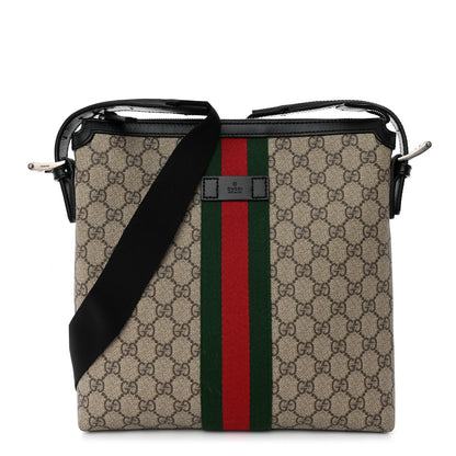 Gucci GG Supreme Monogram Web Messenger Bag Black 1 of 10