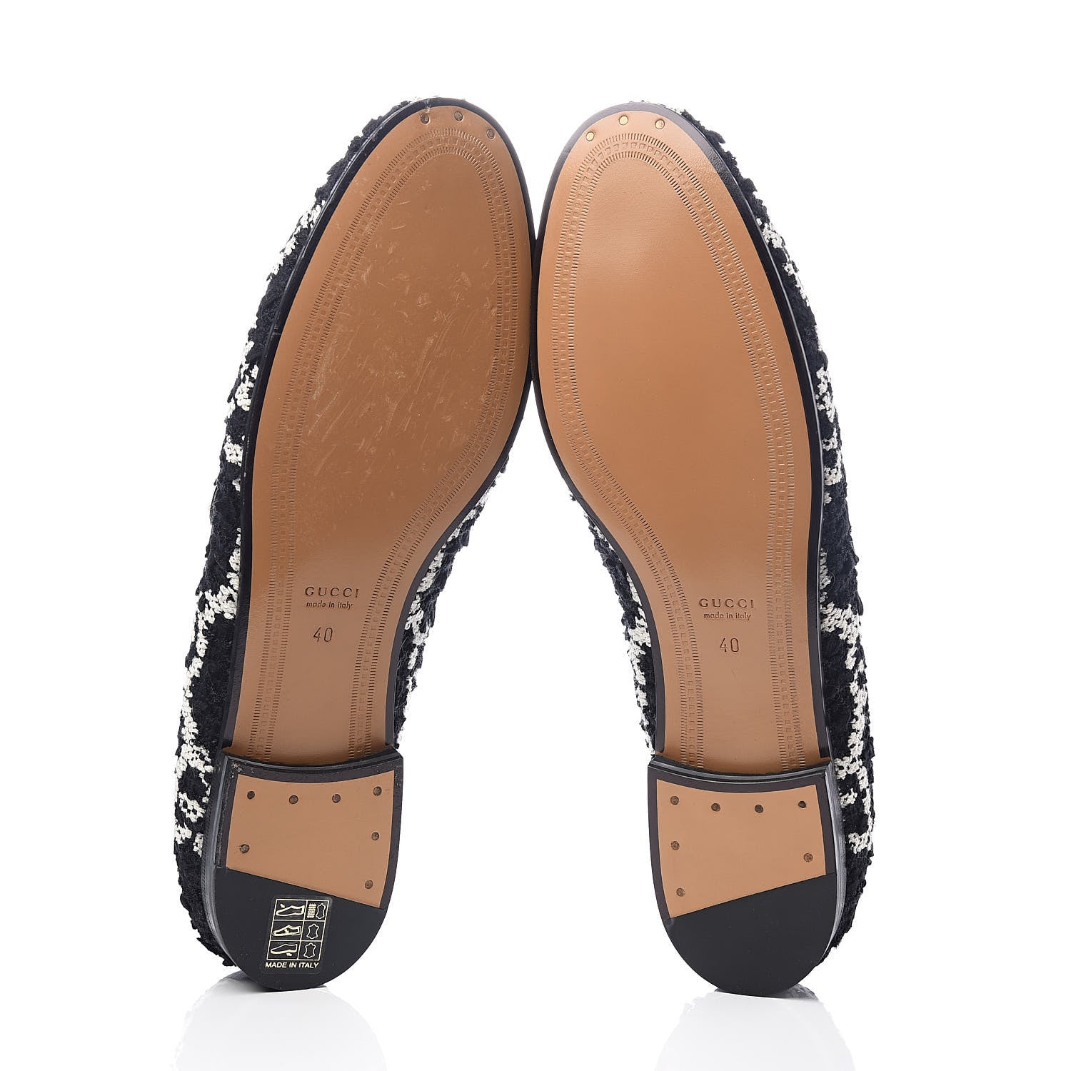 Gucci Tweed GG Monogram Horsebit Womens Jordaan Loafers 40 Black Natural 5 of 10